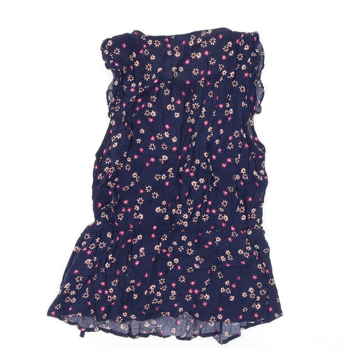 Gap Womens Blue Floral Viscose Basic Blouse Size S V-Neck