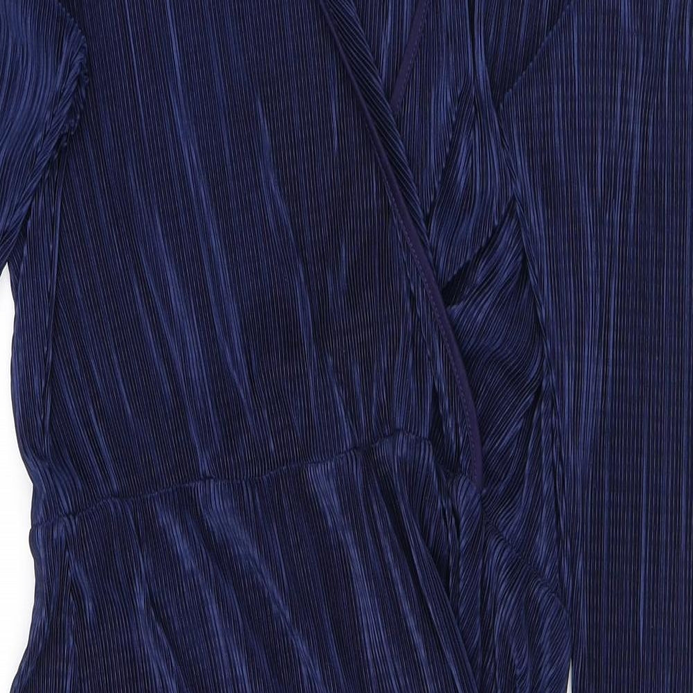 ASOS Womens Blue Polyester Wrap Dress Size 16 V-Neck Pullover - Plisse