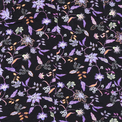 Evans Womens Black Floral Viscose A-Line Size 22 Scoop Neck Pullover - Size 22-24