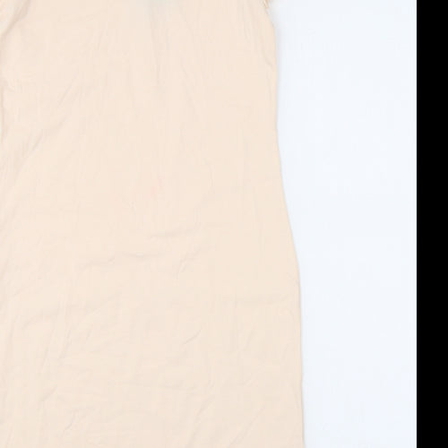 H&M Womens Pink Cotton Bodycon Size M Scoop Neck Pullover - Floral Sleeves