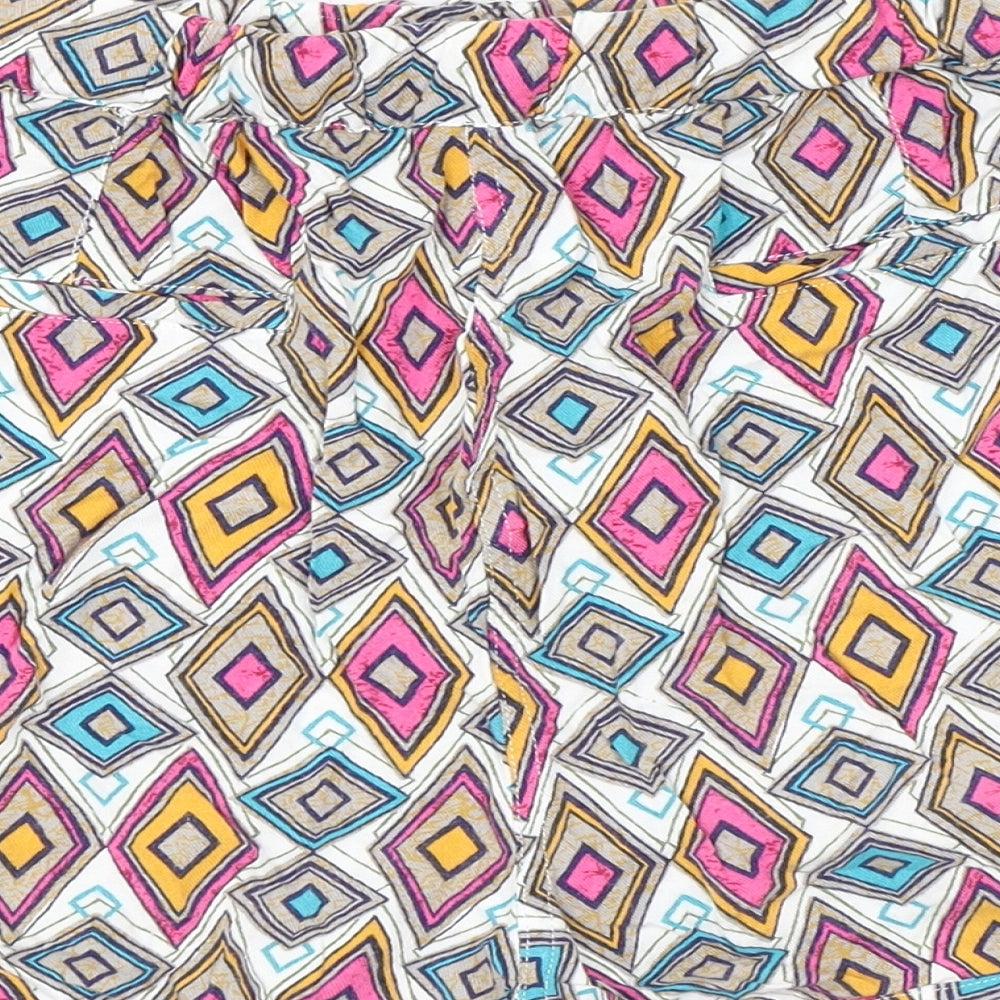 NEXT Womens Multicoloured Geometric Viscose Bermuda Shorts Size 12 L3 in Regular Drawstring