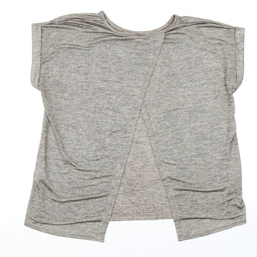 Warehouse Womens Brown Polyester Basic T-Shirt Size 14 Round Neck - Open Back