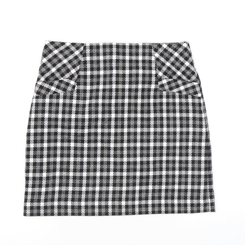 NEXT Womens Black Plaid Polyester Mini Skirt Size 8 Zip
