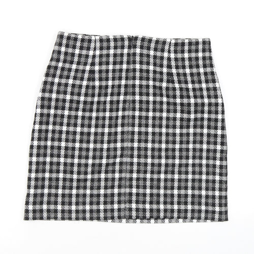 NEXT Womens Black Plaid Polyester Mini Skirt Size 8 Zip