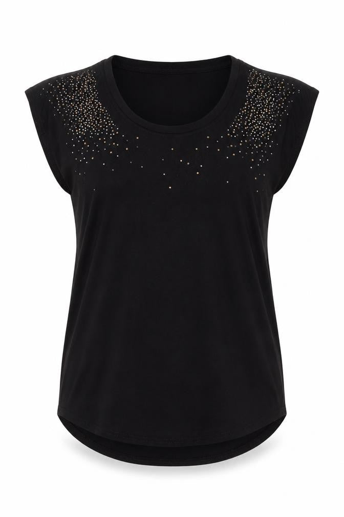 Next Womens Black Viscose Basic T-Shirt Size 8 Round Neck