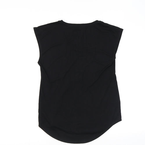 NEXT Womens Black Viscose Basic T-Shirt Size 8 Round Neck