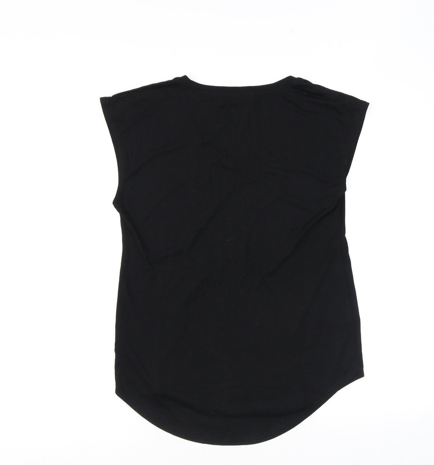 NEXT Womens Black Viscose Basic T-Shirt Size 8 Round Neck
