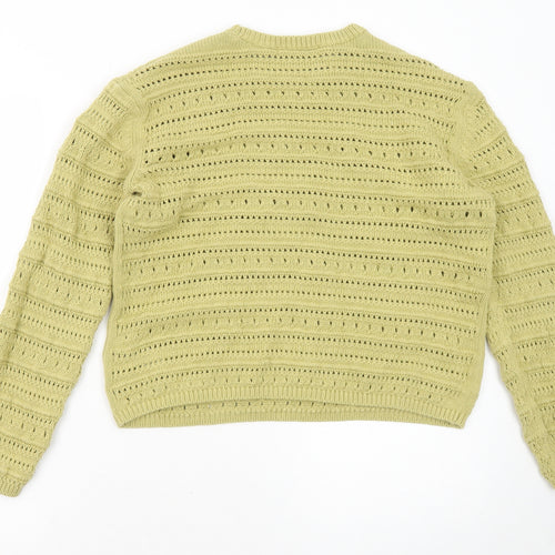 Marks and Spencer Womens Green Crew Neck Cotton Pullover Jumper Size M