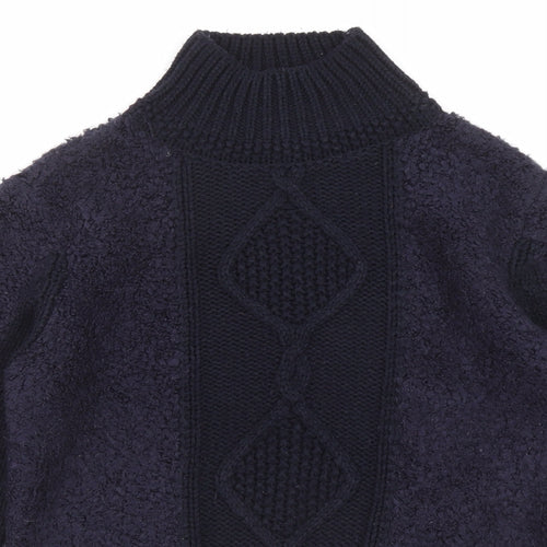 Marks and Spencer Womens Blue High Neck Acrylic Pullover Jumper Size 12