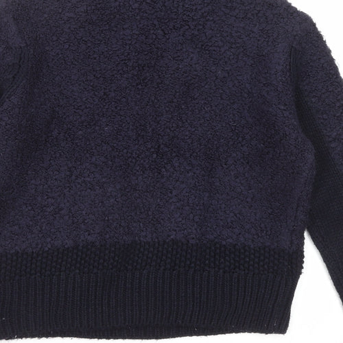 Marks and Spencer Womens Blue High Neck Acrylic Pullover Jumper Size 12