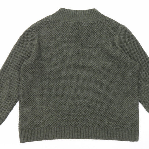 Marks and Spencer Womens Green V-Neck Acrylic Pullover Jumper Size M