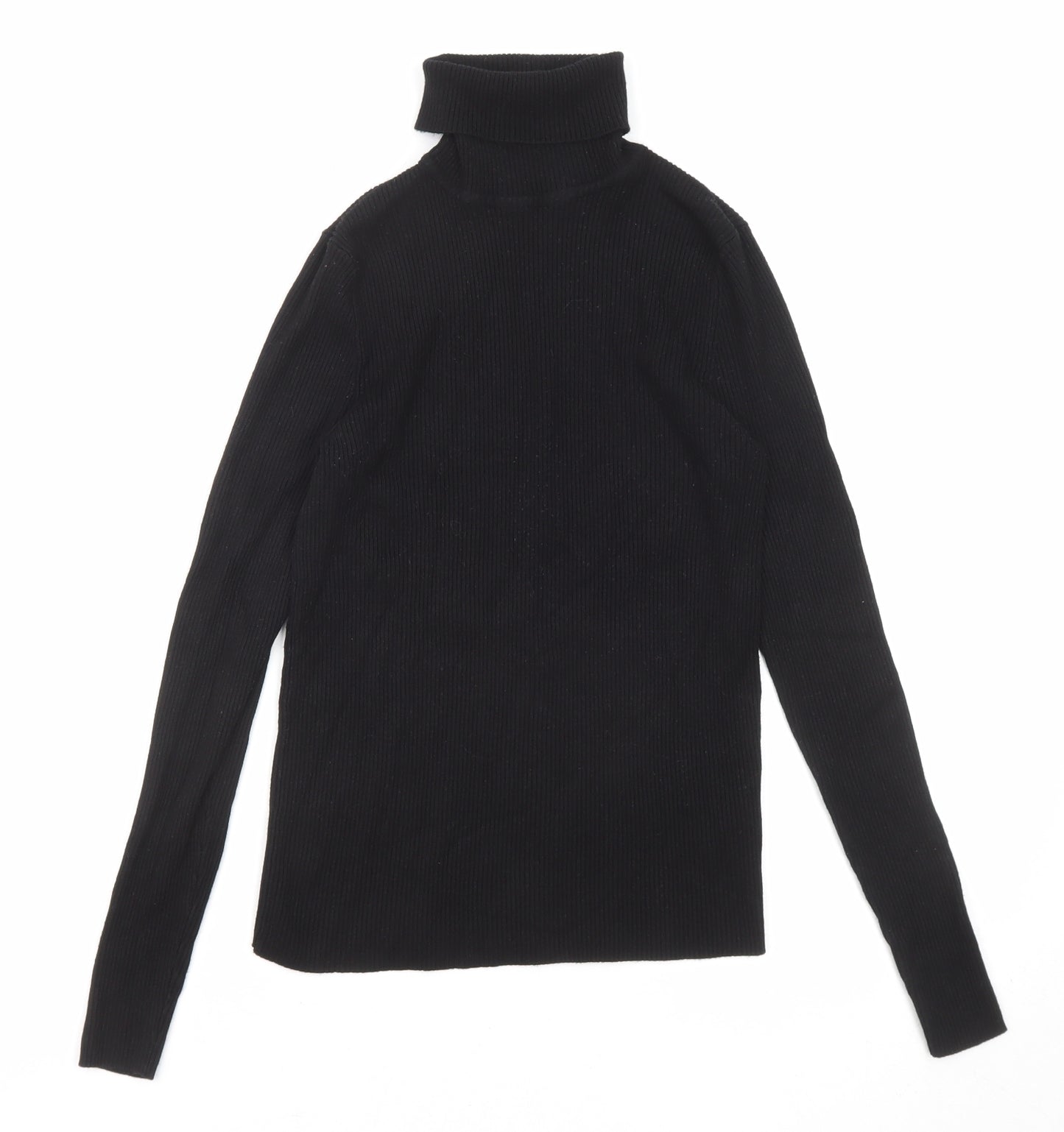 Marks and Spencer Womens Black Roll Neck Viscose Pullover Jumper Size 12