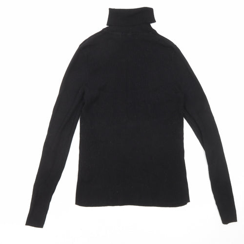 Marks and Spencer Womens Black Roll Neck Viscose Pullover Jumper Size 12
