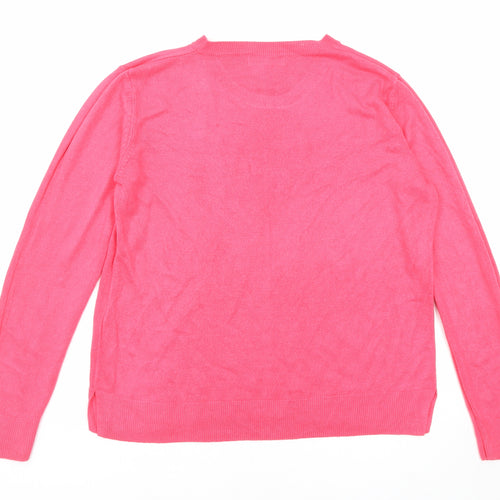 Marks and Spencer Womens Pink Crew Neck Acrylic Pullover Jumper Size 14