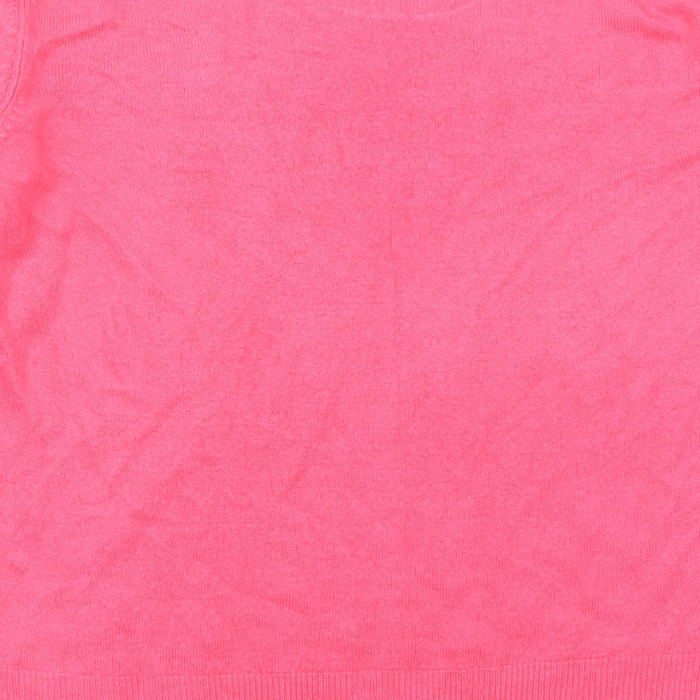 Marks and Spencer Womens Pink Crew Neck Acrylic Pullover Jumper Size 14