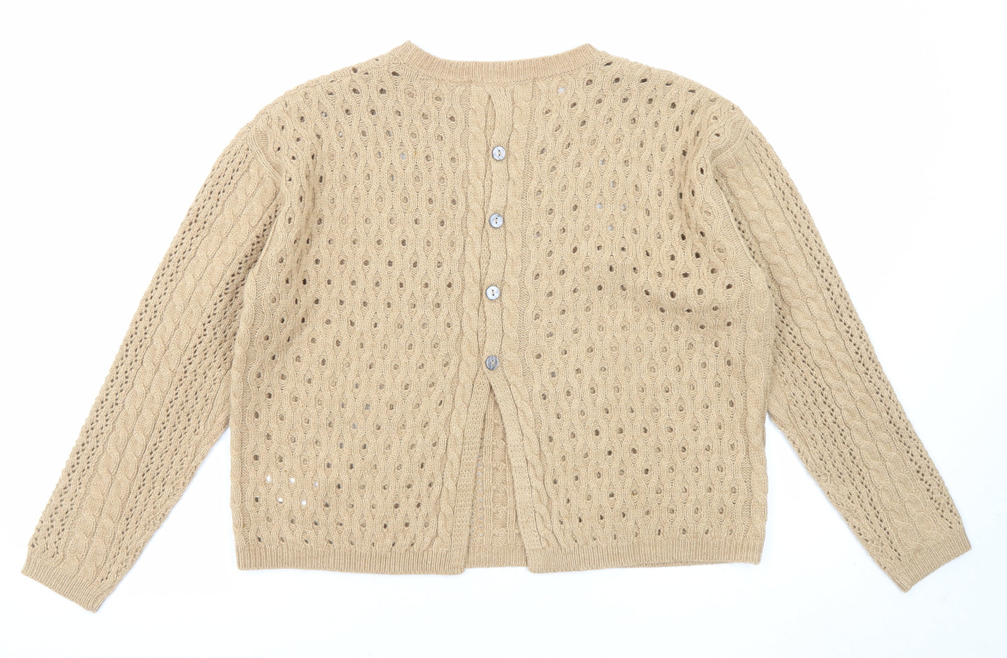 Marks and Spencer Womens Beige Crew Neck Acrylic Pullover Jumper Size 10