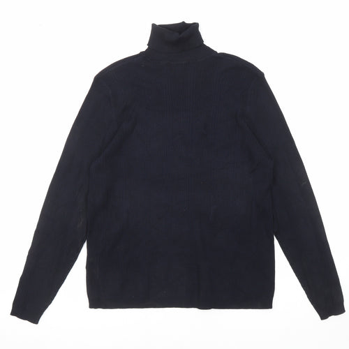 Marks and Spencer Womens Blue Roll Neck Viscose Pullover Jumper Size 18