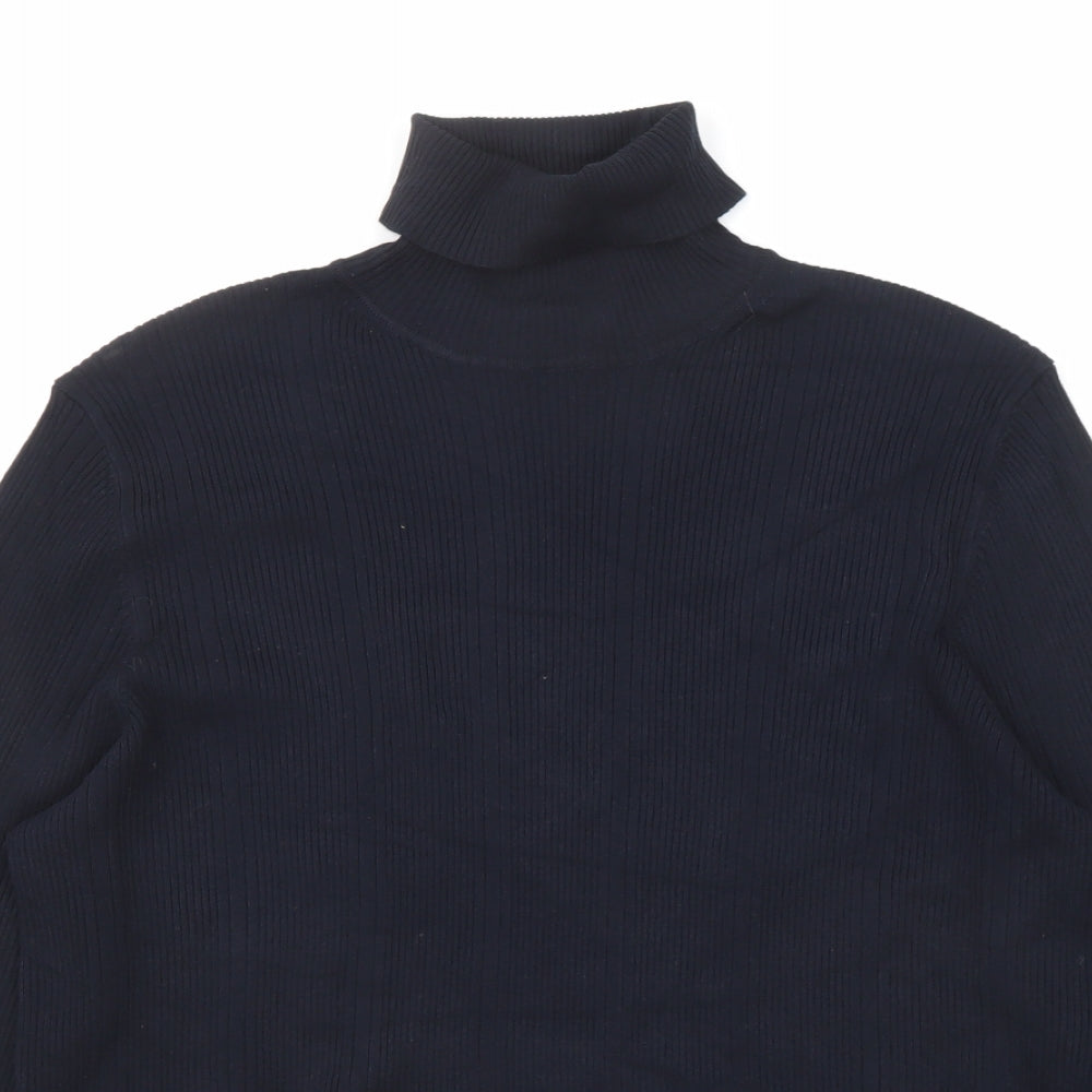 Marks and Spencer Womens Blue Roll Neck Viscose Pullover Jumper Size 18