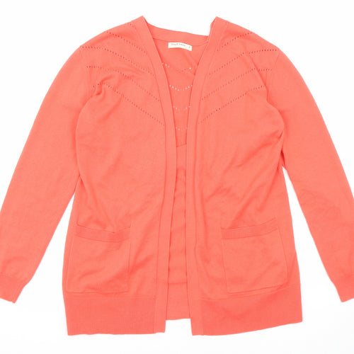 Woolovers Womens Pink V-Neck Cotton Cardigan Jumper Size S