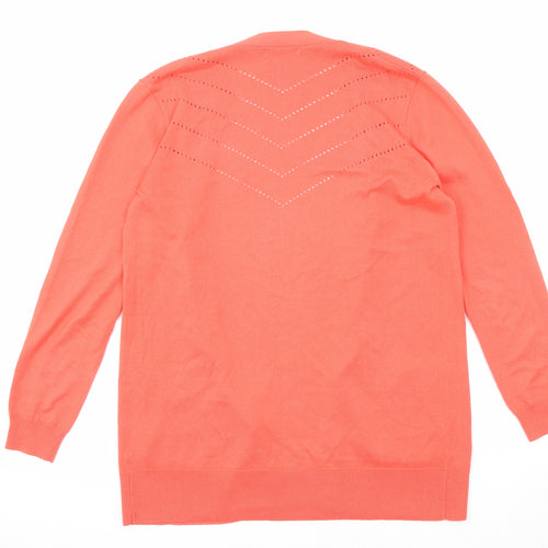 Woolovers Womens Pink V-Neck Cotton Cardigan Jumper Size S