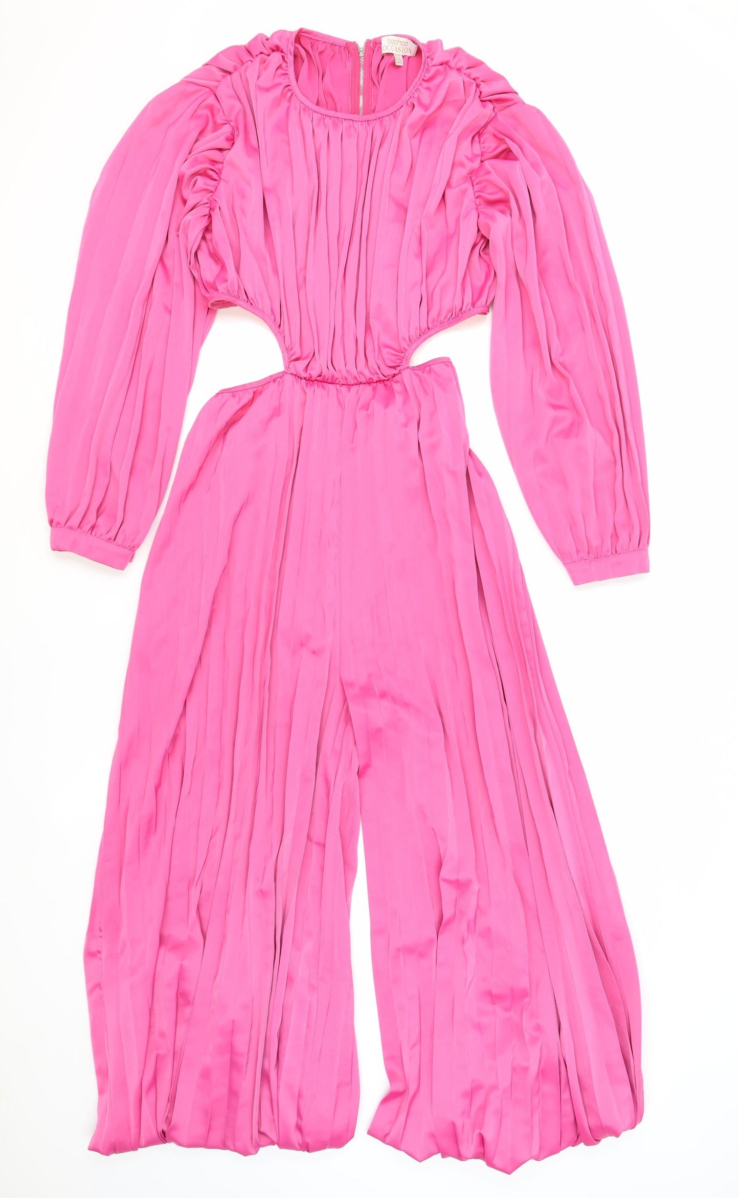 Boohoo Womens Pink Polyester Jumpsuit One-Piece Size 16 Zip - Cut Out