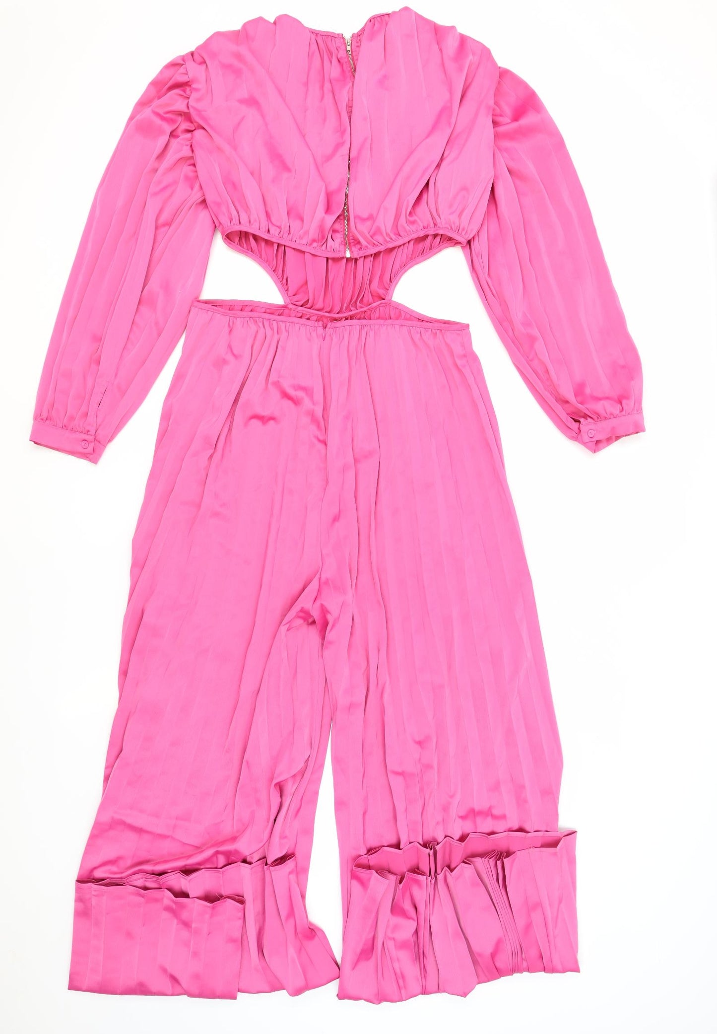 Boohoo Womens Pink Polyester Jumpsuit One-Piece Size 16 Zip - Cut Out