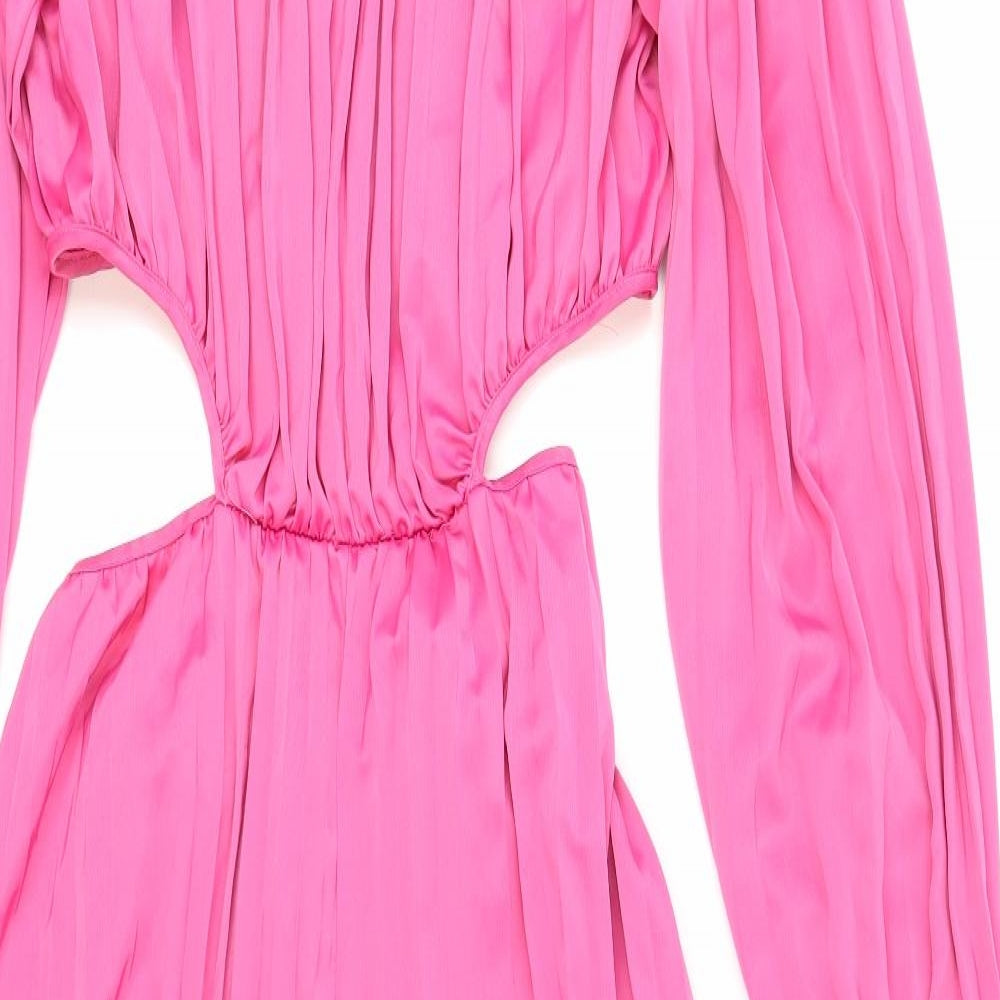 Boohoo Womens Pink Polyester Jumpsuit One-Piece Size 16 Zip - Cut Out
