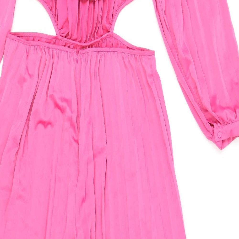 Boohoo Womens Pink Polyester Jumpsuit One-Piece Size 16 Zip - Cut Out