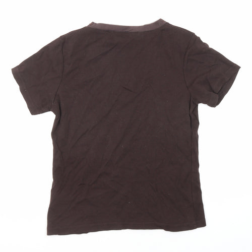 EWM Womens Brown Cotton Basic Tank Size 10 V-Neck