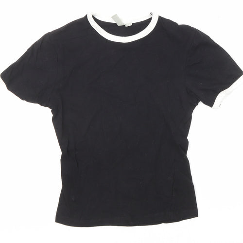 ASOS Womens Black Cotton Basic T-Shirt Size 4 Round Neck