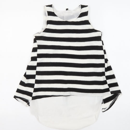 QED London Womens Black Striped Polyester Basic Tank Size 10 Round Neck