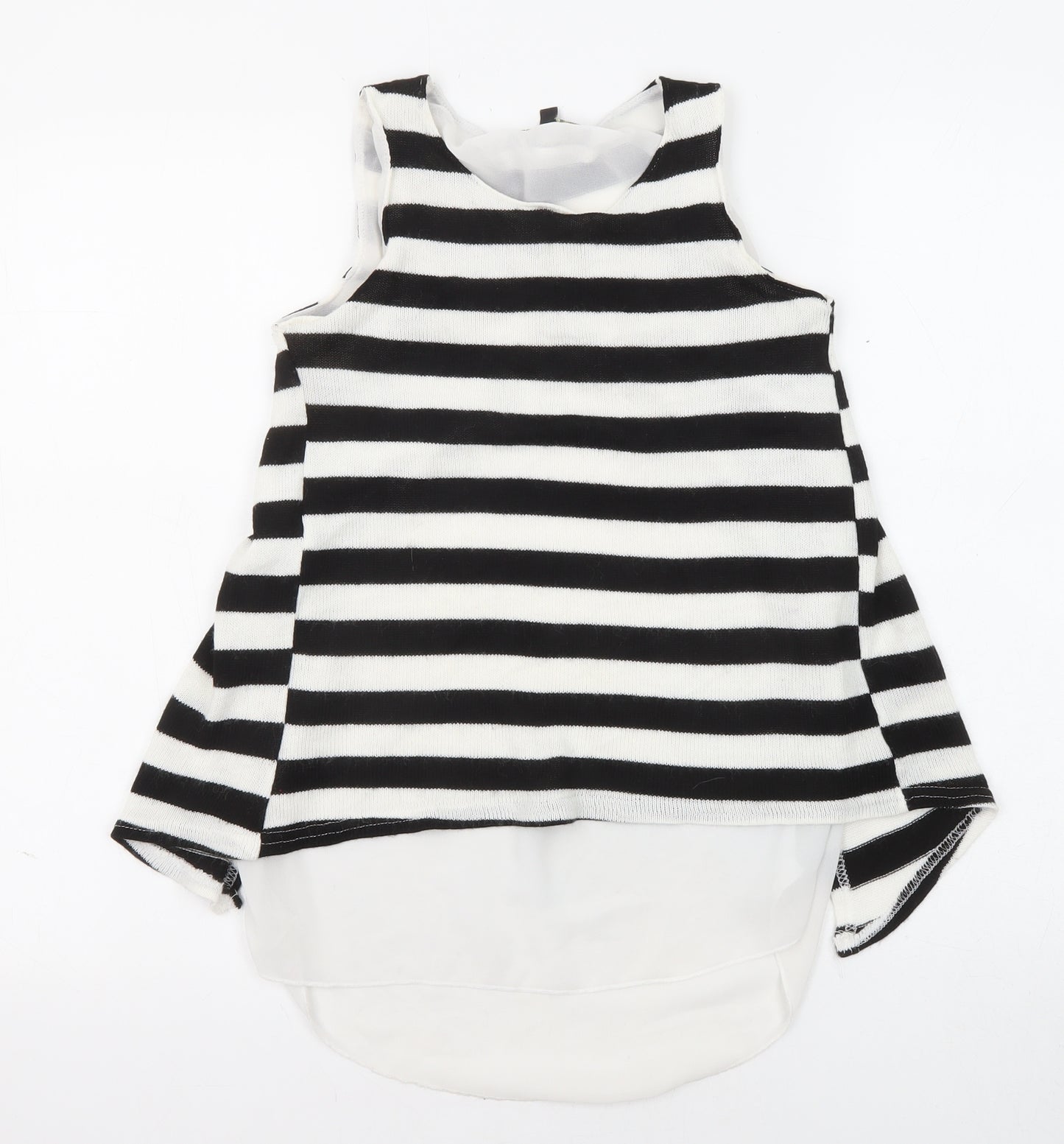 QED London Womens Black Striped Polyester Basic Tank Size 10 Round Neck