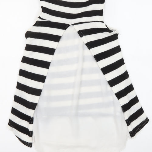 QED London Womens Black Striped Polyester Basic Tank Size 10 Round Neck