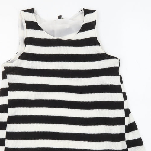 QED London Womens Black Striped Polyester Basic Tank Size 10 Round Neck