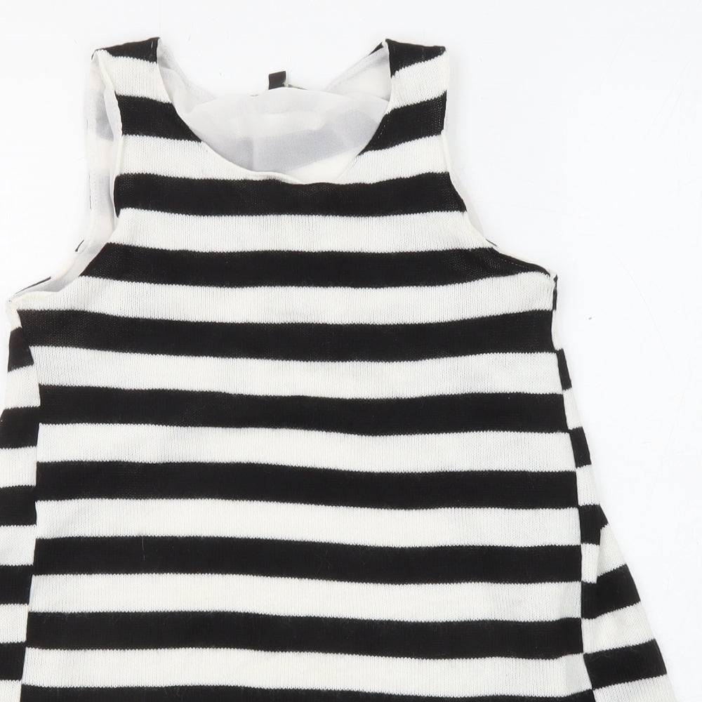 QED London Womens Black Striped Polyester Basic Tank Size 10 Round Neck