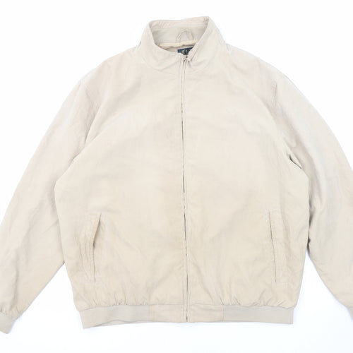 Lincoln Mens Beige Bomber Jacket Jacket Size XL Zip