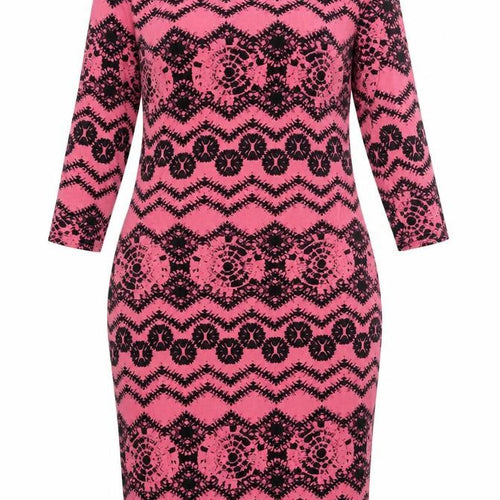 Club L Womens Pink Geometric Viscose Bodycon Size 14 Round Neck Pullover