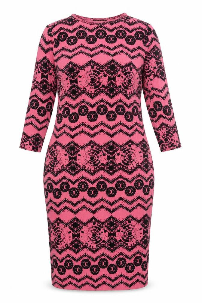 Club L Womens Pink Geometric Viscose Bodycon Size 14 Round Neck Pullover