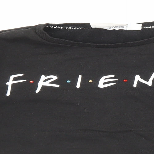 Friends Girls Black Cotton Pullover Sweatshirt Size 11-12 Years Pullover - Cropped