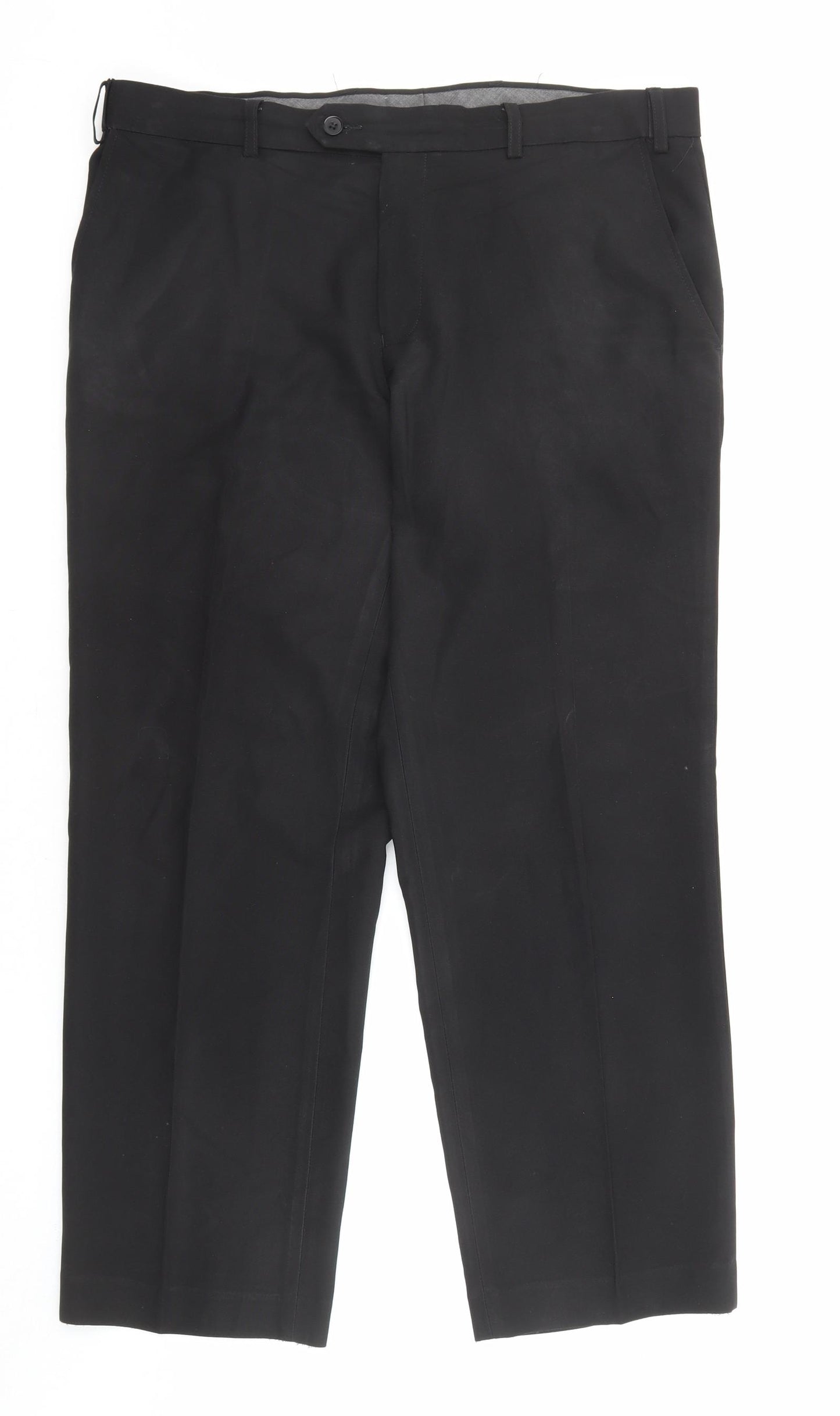Marks and Spencer Mens Black Polyester Trousers Size 36 in L29 in Regular Zip