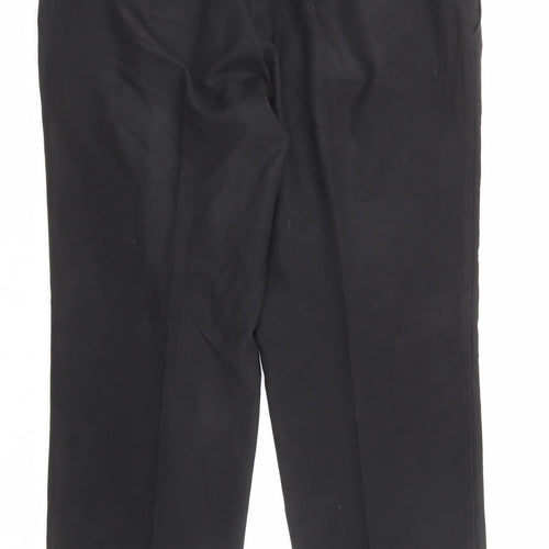 Marks and Spencer Mens Black Polyester Trousers Size 36 in L29 in Regular Zip