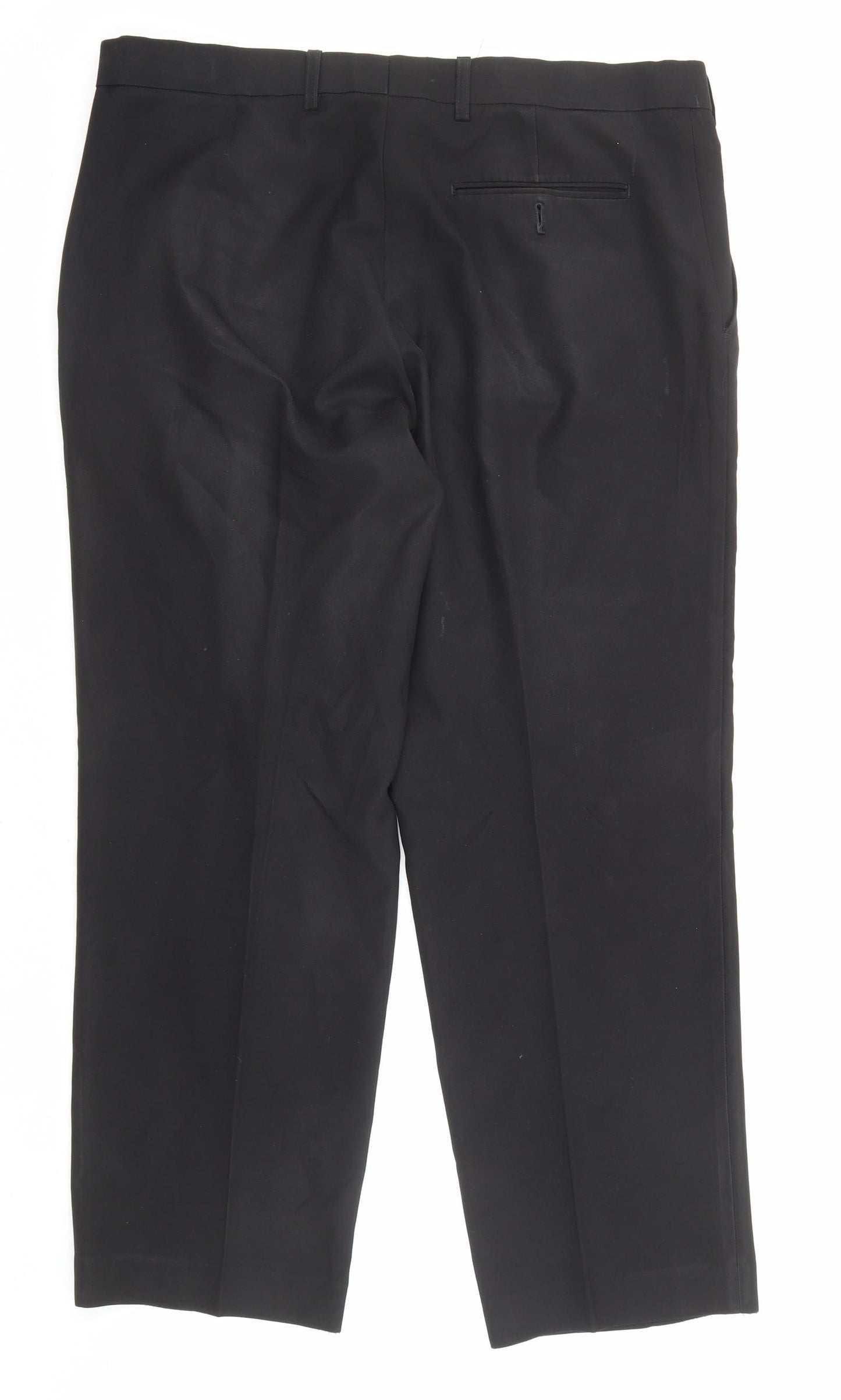 Marks and Spencer Mens Black Polyester Trousers Size 36 in L29 in Regular Zip