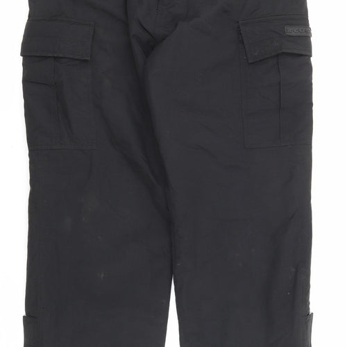 X-Cuse Mens Black Nylon Cargo Trousers Size L L30 in Regular Zip