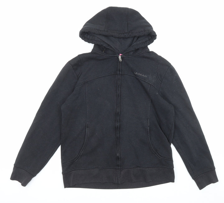 LA Gear Womens Black Polyester Full Zip Hoodie Size 10 Zip