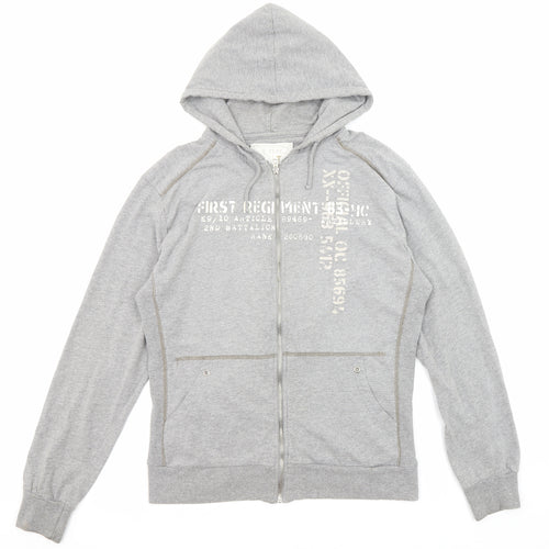 O Club Womens Grey Cotton Full Zip Hoodie Size L Zip