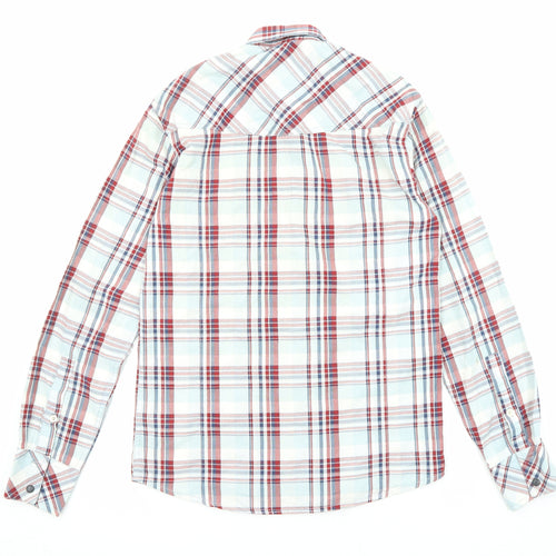 JACK & JONES Mens Multicoloured Check Cotton Button-Up Size S Collared Button
