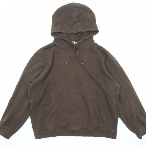 Weekday Mens Brown Cotton Pullover Hoodie Size L