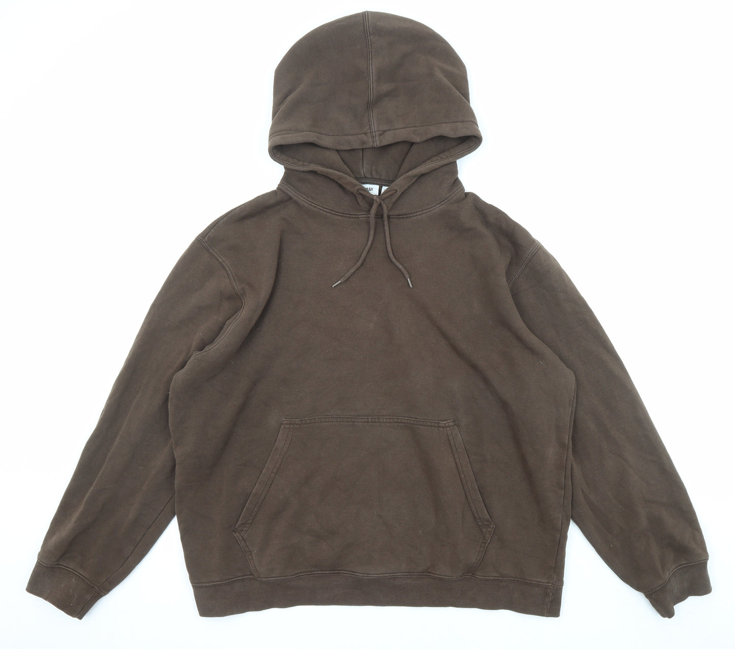 Weekday Mens Brown Cotton Pullover Hoodie Size L