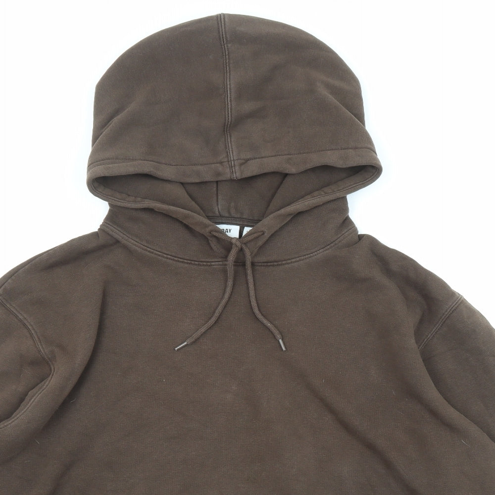 Weekday Mens Brown Cotton Pullover Hoodie Size L