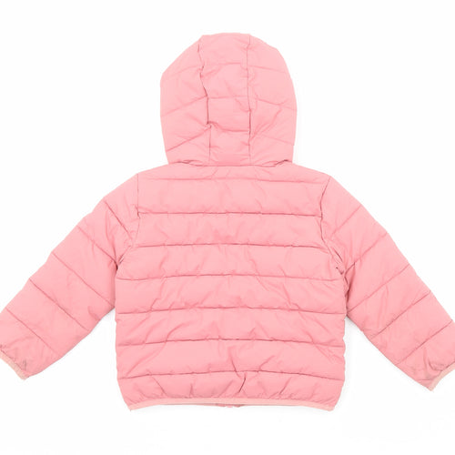 John Lewis Girls Pink Basic Coat Coat Size 4 Years Zip